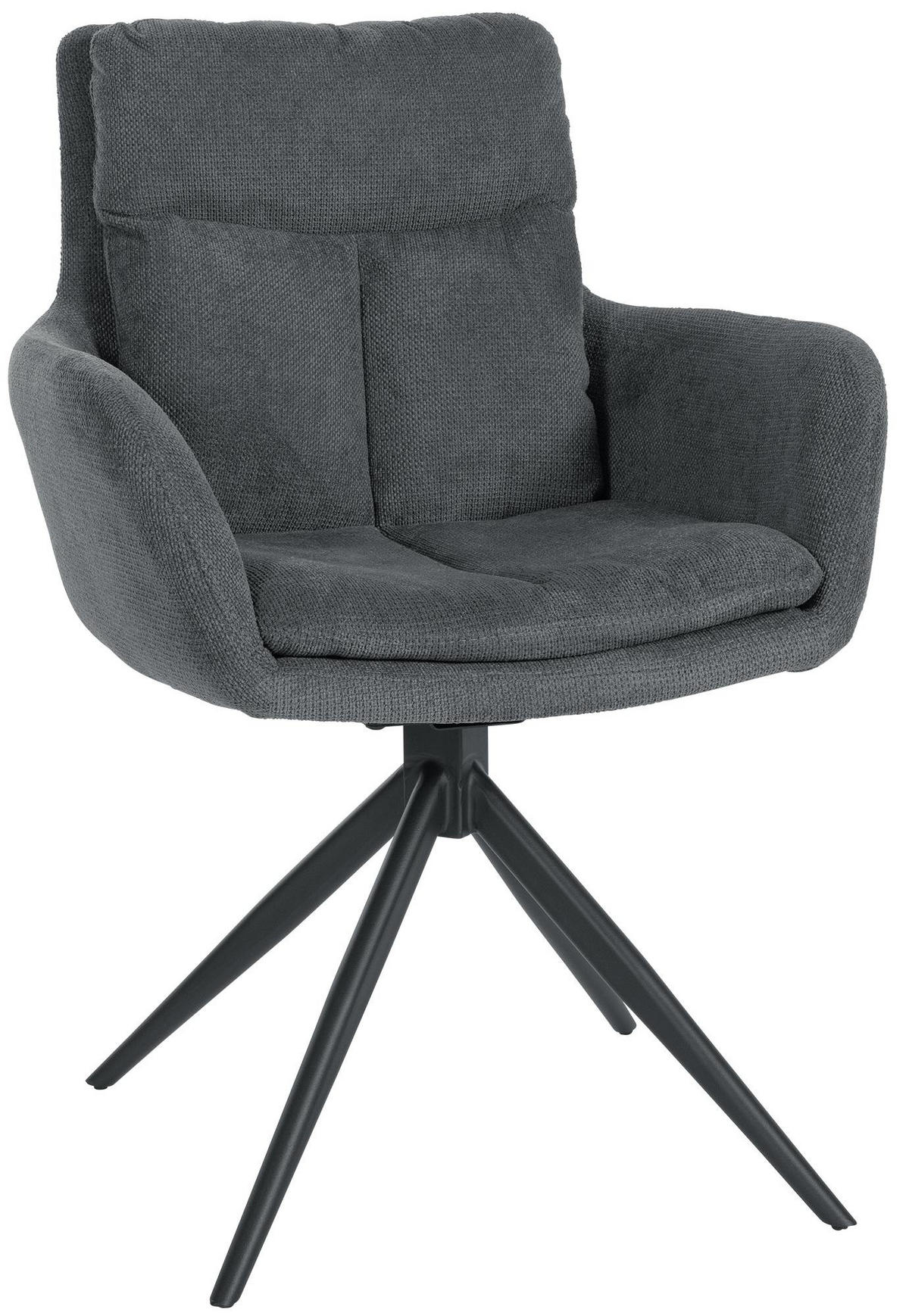 ARMLEHNENSTUHL Stoff Dunkelgrau - Dunkelgrau/Schwarz, Textil/Metall (60/88/65cm) - CLP