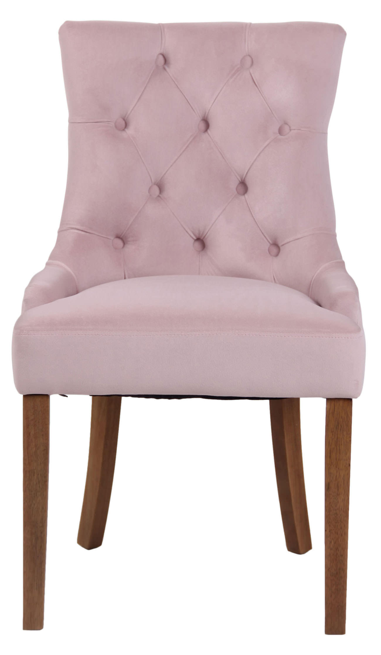 ESSZIMMERSTUHL Aboli Samt, antik-hell Pink - Hellbraun/Rosa, Holz/Textil (55/92/58cm) - TPFLiving