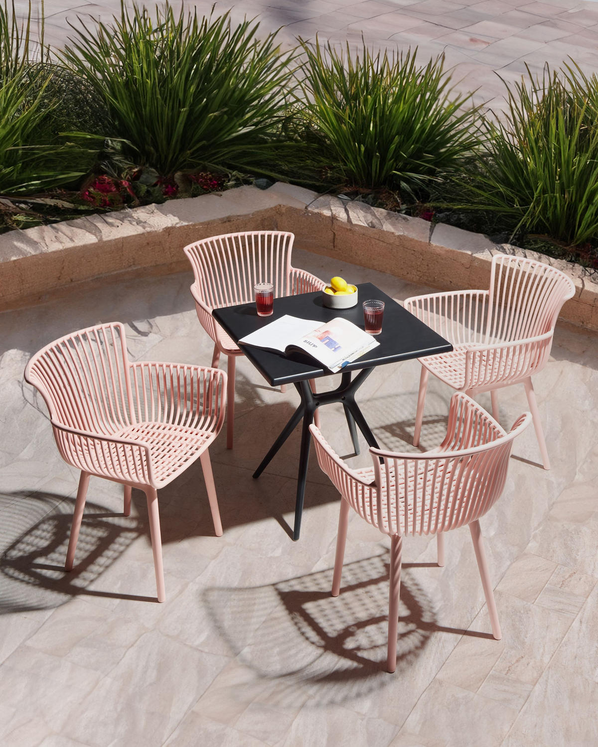 GARTENSTUHL 4er-Set Rosa Pesaro - Pink, Kunststoff (58/84/45cm) - Beliani