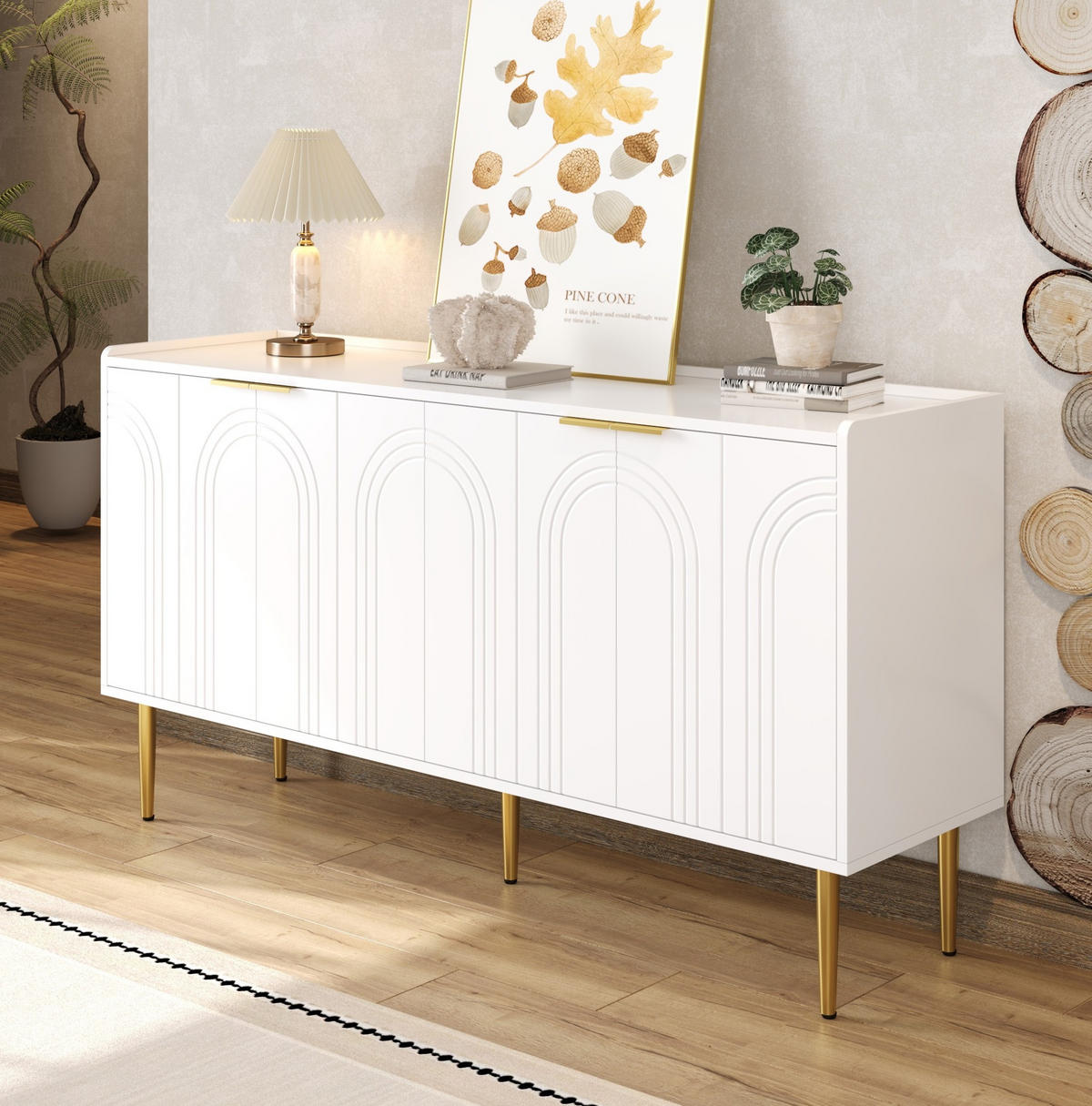 KOMMODE 140/38/75 cm mit 4 Türen und Soft-Close in Weiß - Weiß, Holzwerkstoff (140/75/38cm) - BEAOK