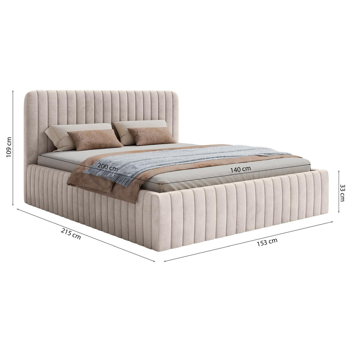 POLSTERBETT Saliano Eukalyptusgrün 140x200 cm - Dunkelgrün, Holz/Textil (140/200cm) - Selsey