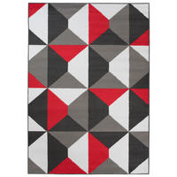 TEPPICH MAYA Rot Vierecke Geometrisch Figuren 130/190 cm - Rot, Textil (130/190cm) - Tapiso