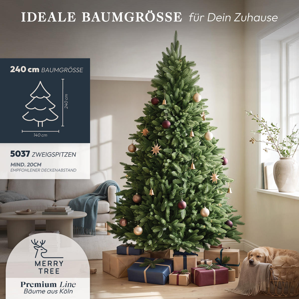 WEIHNACHTSBAUM mit PE-Spritzguss-Nadeln, 240 cm - Grün, Kunststoff (240cm) - Merry Tree