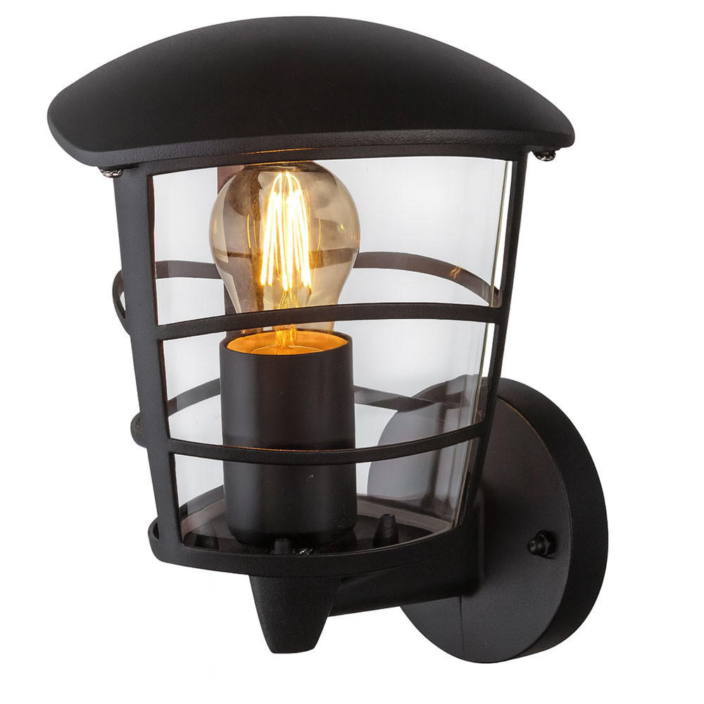 AUSSEN WANDLEUCHTE Aluminium Schwarz Rund OMERO - Schwarz, Metall (19.5/16.5/22.5cm) - Globo Lighting