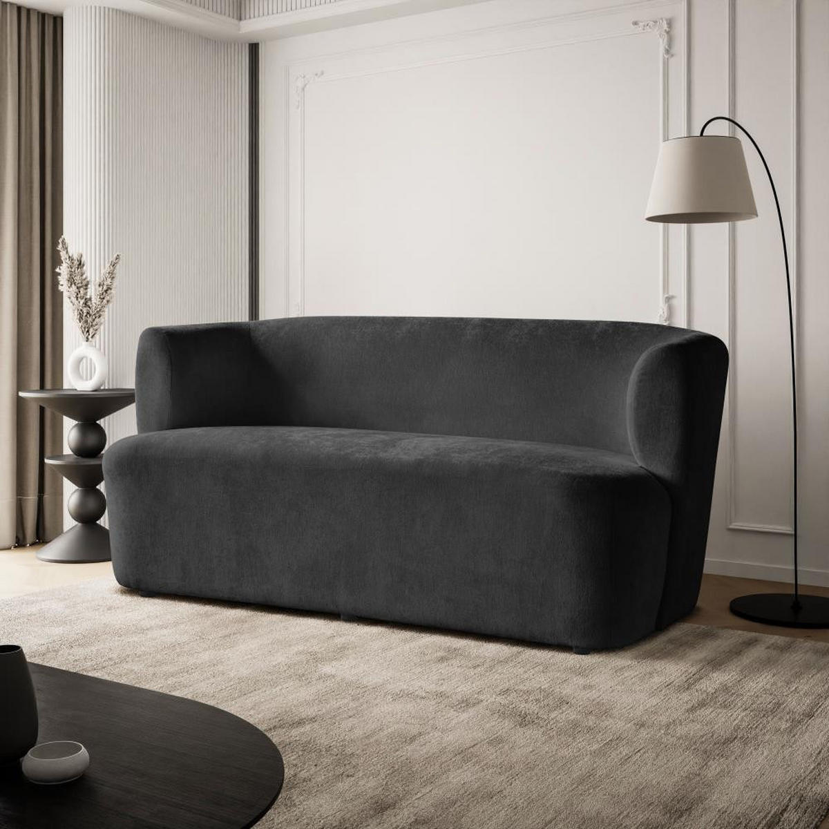 2-SITZER SOFA Nori schwarz velour - Schwarz, Kunststoff/Textil (150/68/72cm) - Beautysofa