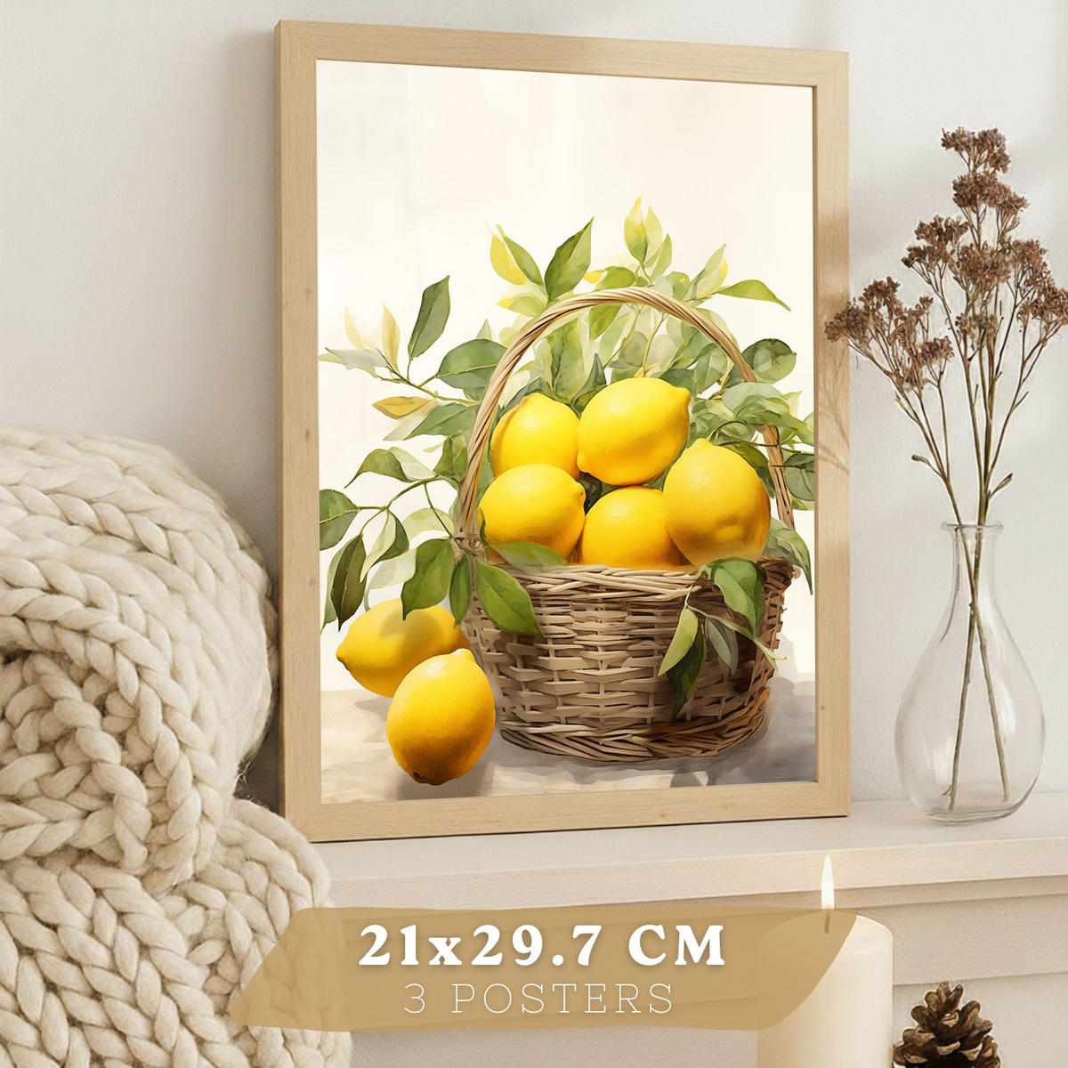 PLAKAT Sada 3 Pole A3 bez rámu - čirá, papír (29.7/1/42cm) - Nacnic
