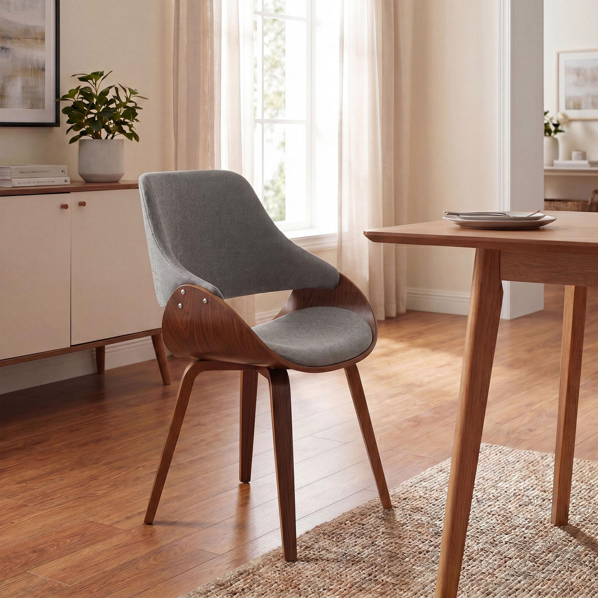 ESSZIMMERSTUHL Stoff Walnuss/Dunkelgrau - Dunkelgrau/Walnussfarben, Holz/Textil (52/86/54cm) - CLP