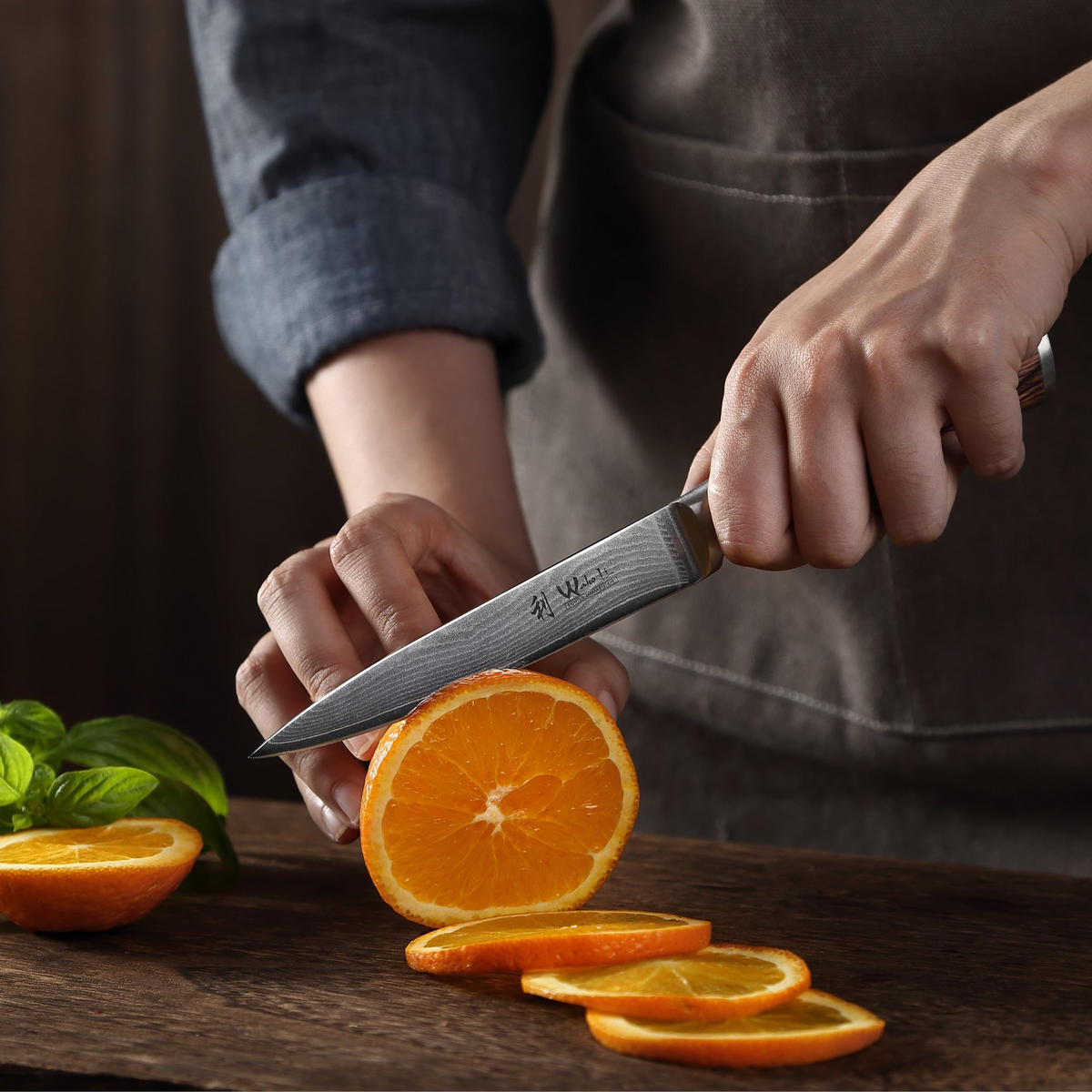 ALLZWECKMESSER Edib Damast - Braun, Holz/Metall (24cm) - Wakoli