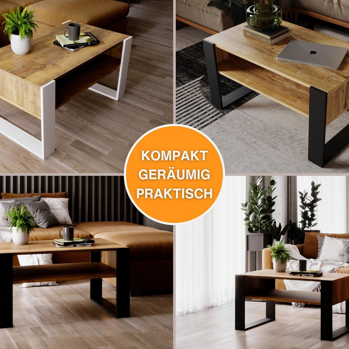 COUCHTISCH Holzwerkstoff rechteckig stabil 45x53,6x92cm 45/53,6/92cm - Dunkelgrau/Weiß, Holzwerkstoff (53.6/92/45cm) - CraftPAK