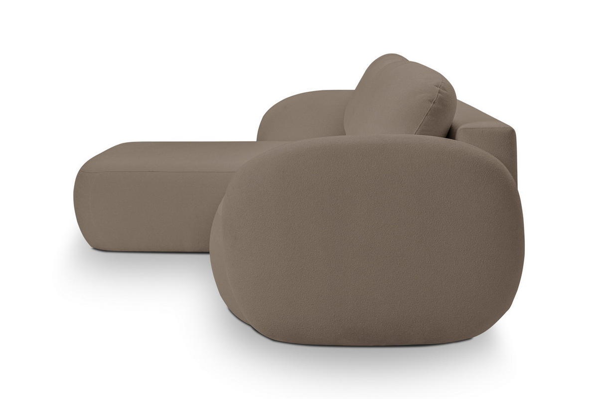 ECKSOFA AMICO L-S Braun Geflochtener Stoff mit Schlaffunktion - Braun, Holz (248/174cm) - MASSENO