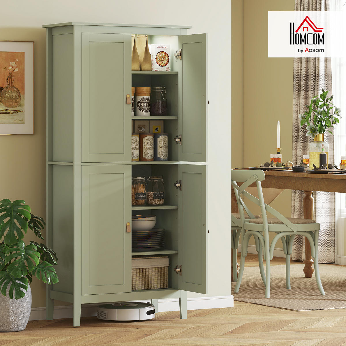 HIGHBOARD DE-11186 Höhenwandschrank mit LED & Bewegungssensor Grün - Grün, Holzwerkstoff (40/176.5/80cm) - ComfortXL