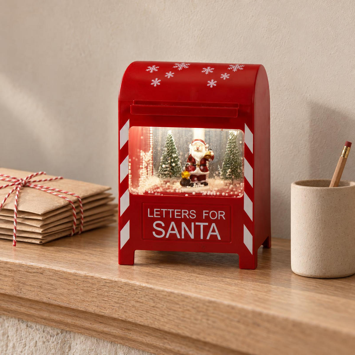 WEIHNACHTSPOSTBOX mit LED 15/10,8/23 cm - Rot, Kunststoff (10.8/23/15cm) - Home Styling Collection