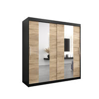 SCHWEBETÜRENSCHRANK 200/200/62 2-türig - Silberfarben/Schwarz, Holz/Kunststoff (200/200/62cm) - Abiks Möbel
