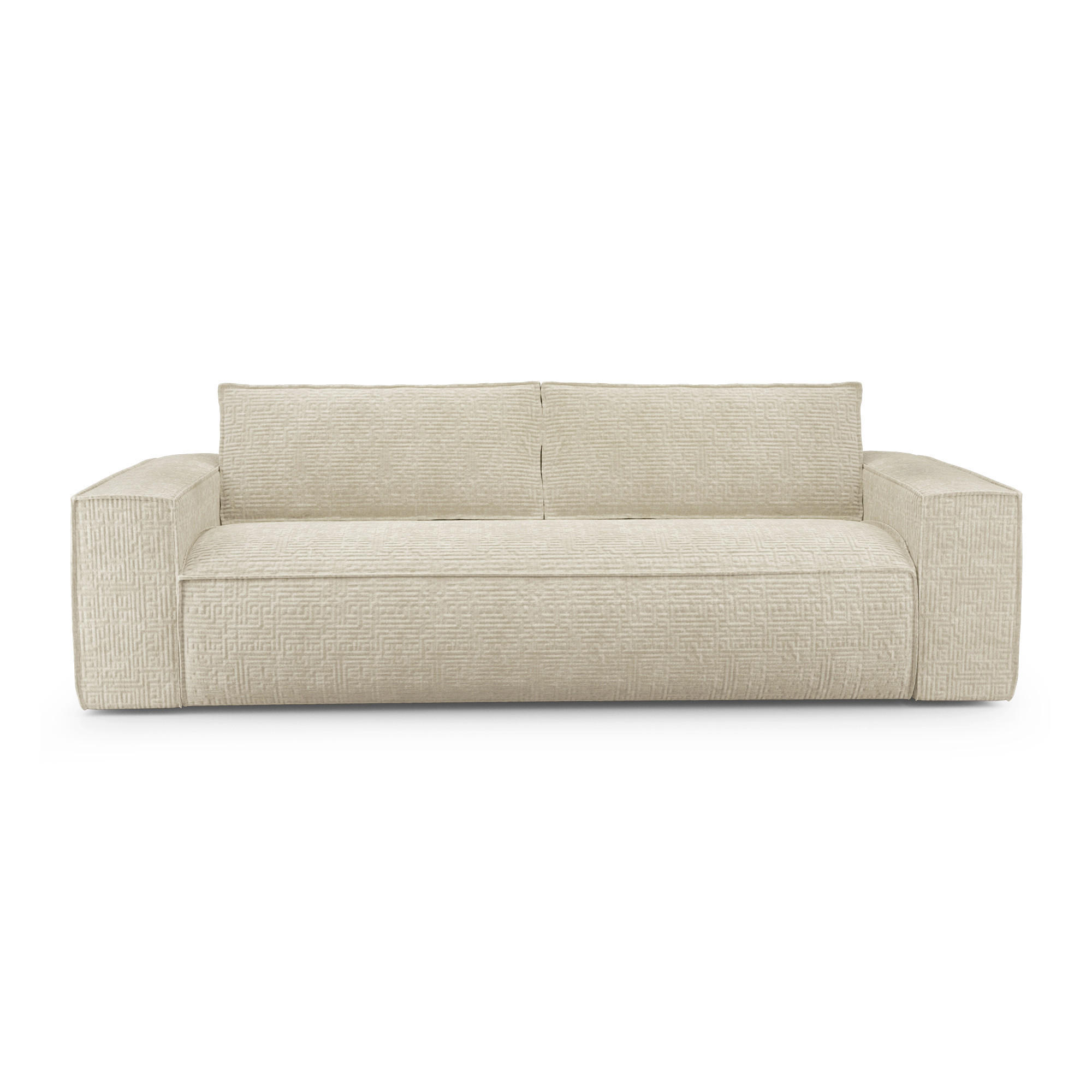 SCHLAFSOFA GERADE Samt Creme 214cm - Creme, Textil (214/90/100cm) - Sia Home