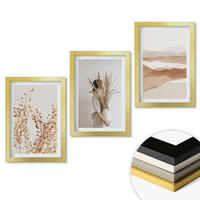 WANDBILDER 3er Set - 20x30 cm Goldrahmen - Rustikale Boho-Blumenmotive - Goldfarben, Kunststoff (20/30cm) - ArtPrintCave