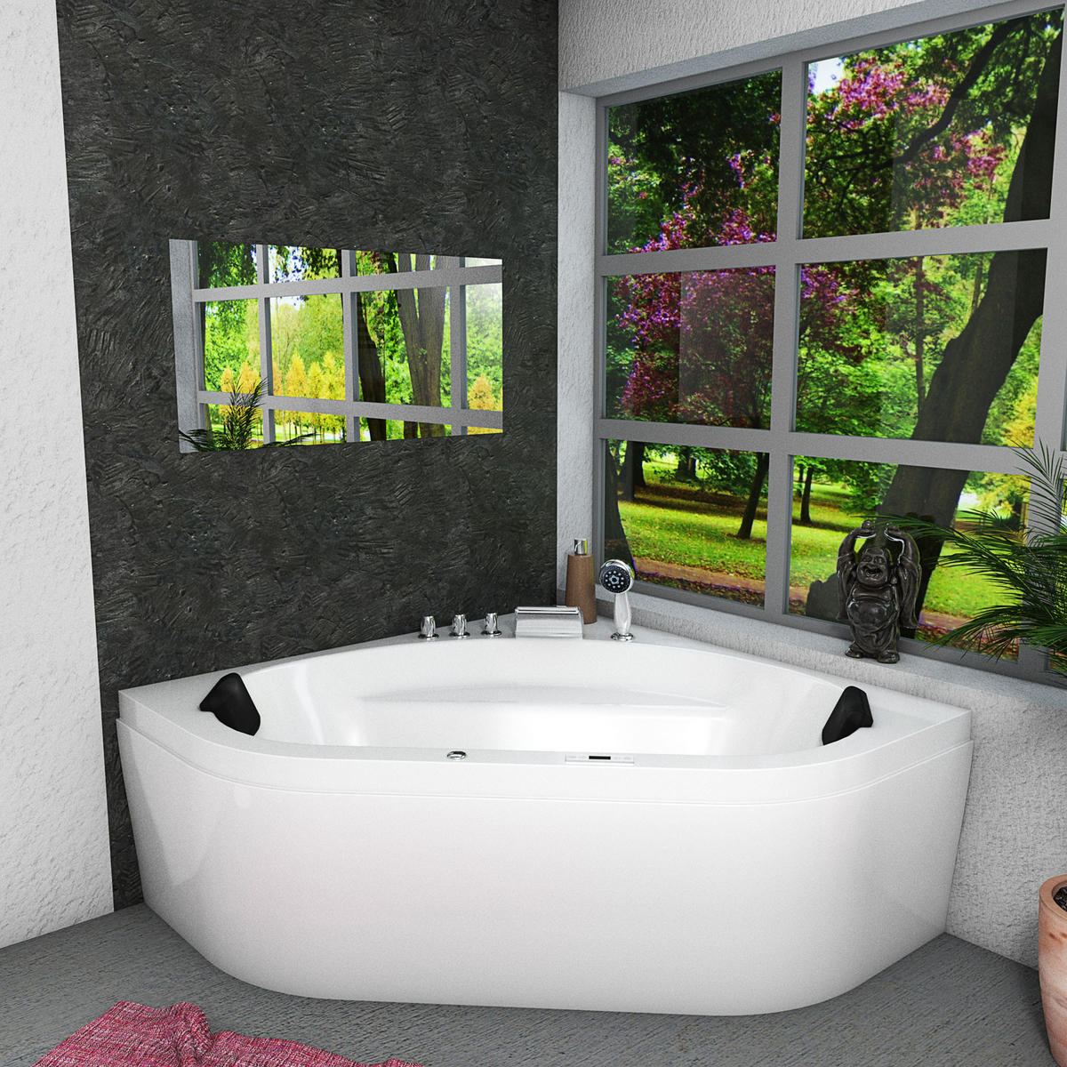 WHIRLPOOL Pool Badewanne Eckwanne W20H-TH 140x140cm - Weiß, Glas/Kunststoff (140/55/140cm) - AcquaVapore by Sandra Jentho