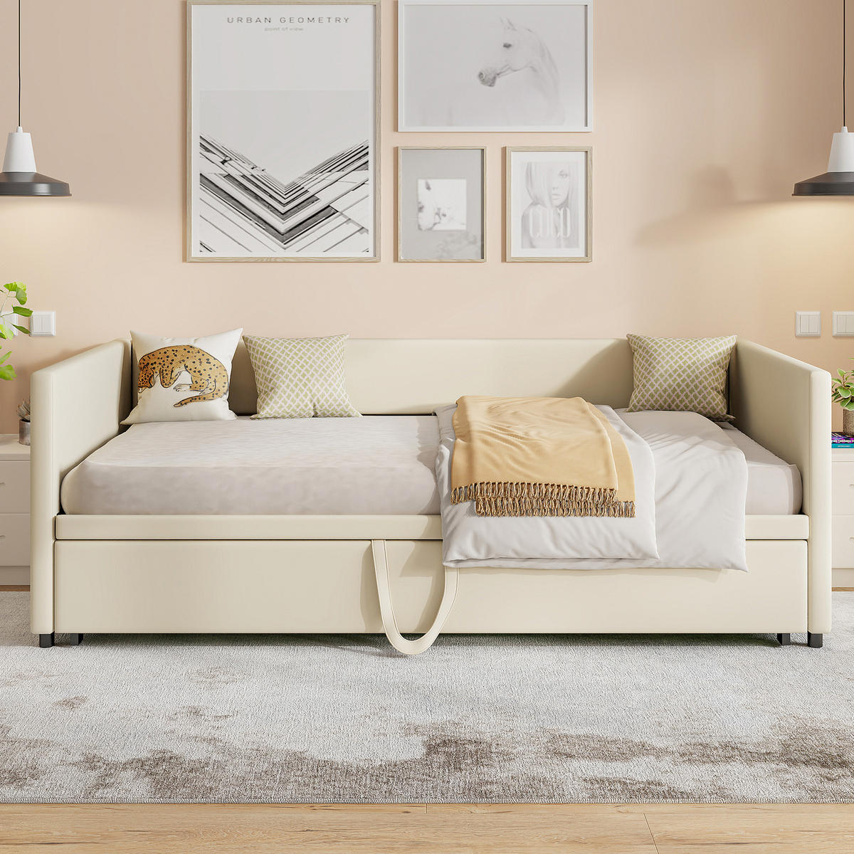 SCHLAFSOFA 90-180x200 cm Grau 2-Sitzer ausklappbar - Beige, Metall (180/200cm) - SHOPENTRA
