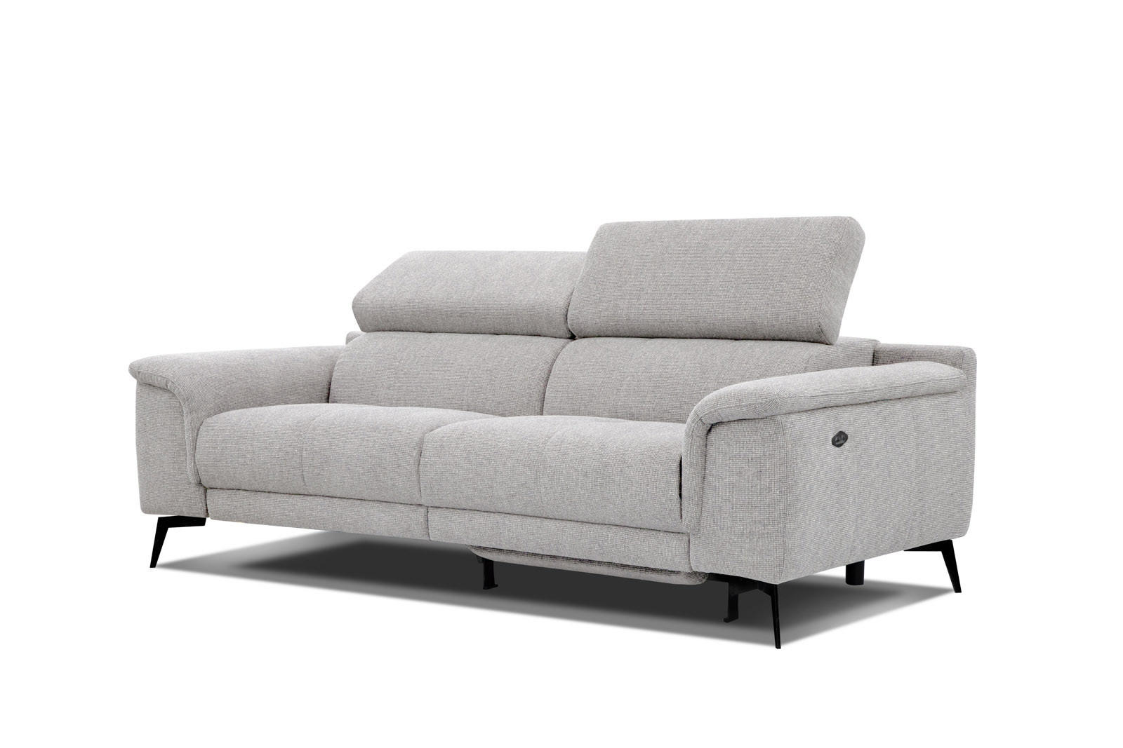 RELAXSOFA FIERO 3-Sitzer mit 1 Relaxfunktion, hellgrau - Hellgrau/Schwarz, Holzwerkstoff/Textil (212/82/103cm) - Courtois Laville