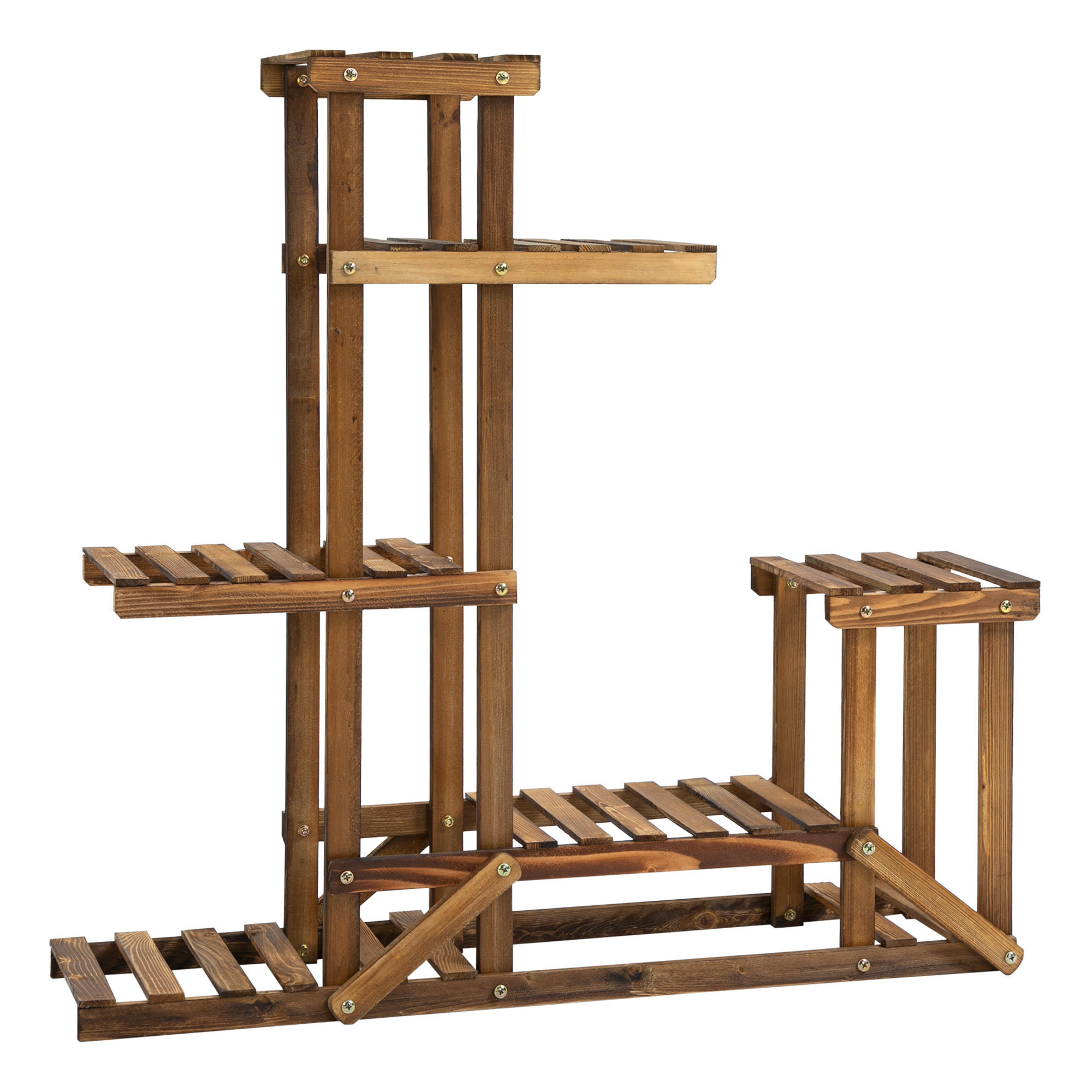 BLUMENSTÄNDER, Tannenholz, Verkohlt - Braun, Holz (28/96.5/98cm) - Outsunny