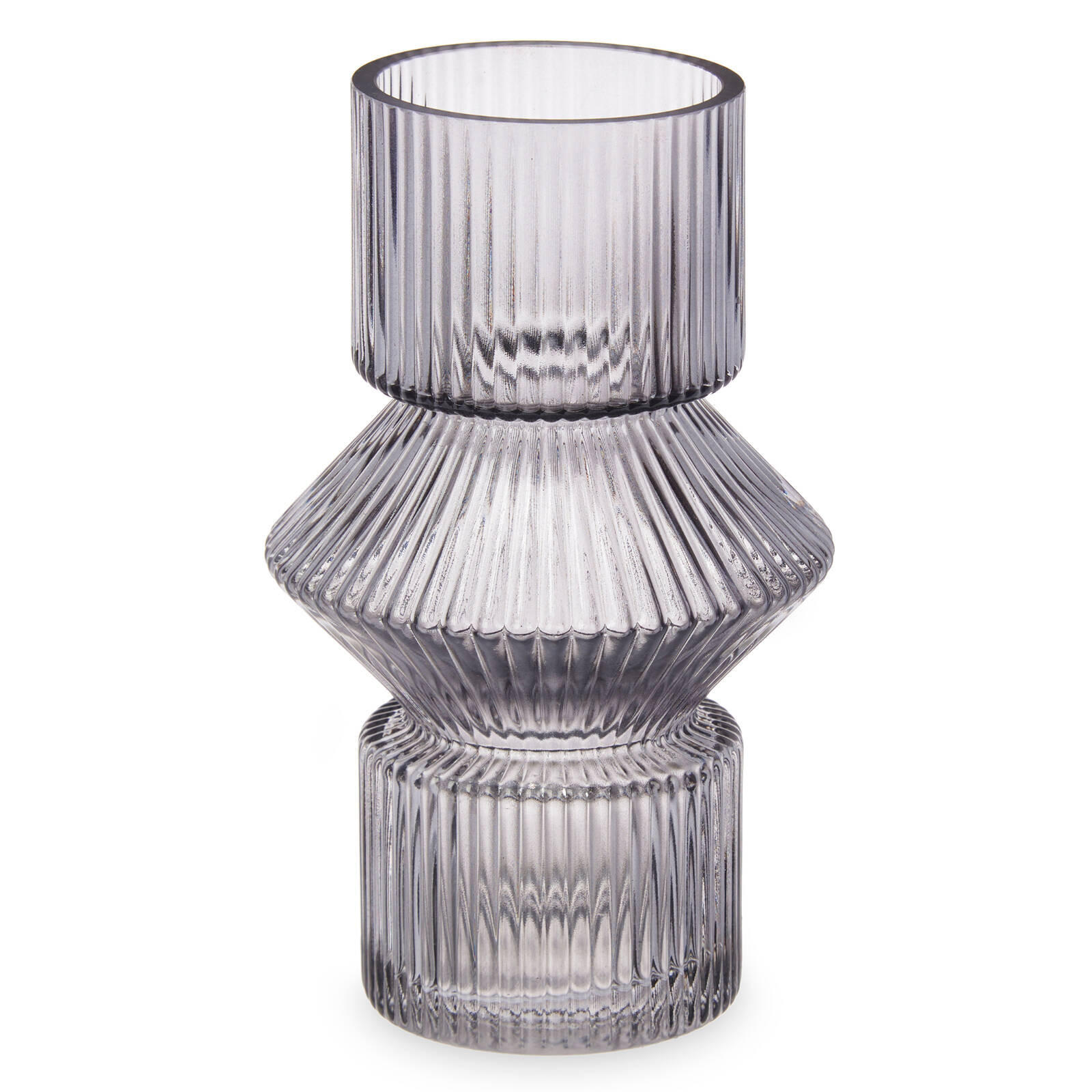 VASE Geriffeltes Glas 9,5/16,5 cm - Grau, Glas (9.5/16.5cm) - Giftdecor