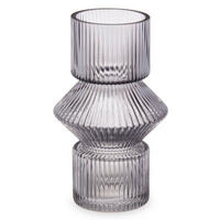 VASE Geriffeltes Glas 9,5/16,5 cm - Grau, Glas (9.5/16.5cm) - Giftdecor