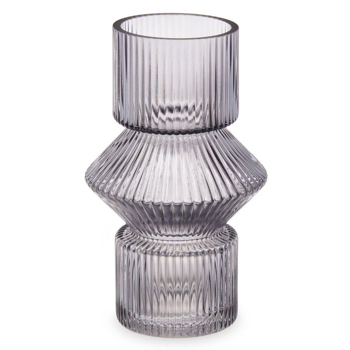 VASE Geriffeltes Glas 9,5/16,5 cm - Grau, Glas (9.5/16.5cm) - Giftdecor