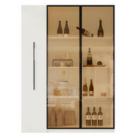 VITRINE 110cm Glastür LED Rollschrank französischer Stil - Weiß, Holzwerkstoff (110/160/35cm) - FLIEKS