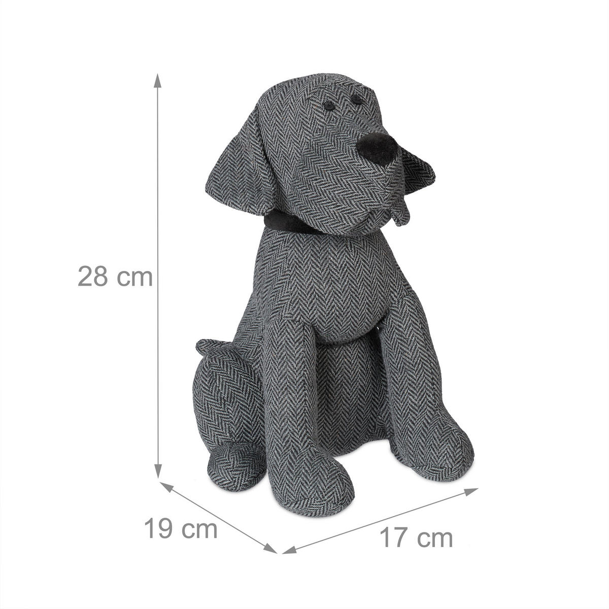 DÖRRSTOPP Grå Svart Hund 28 cm - Grå, Textil/Naturmaterial (17/19cm) - Relaxdays