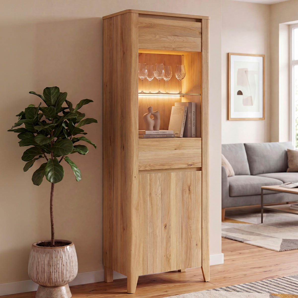 GESCHIRRSCHRANK Samara Holz - Braun, Holzwerkstoff (71/200/42.5cm) - Petits-meubles