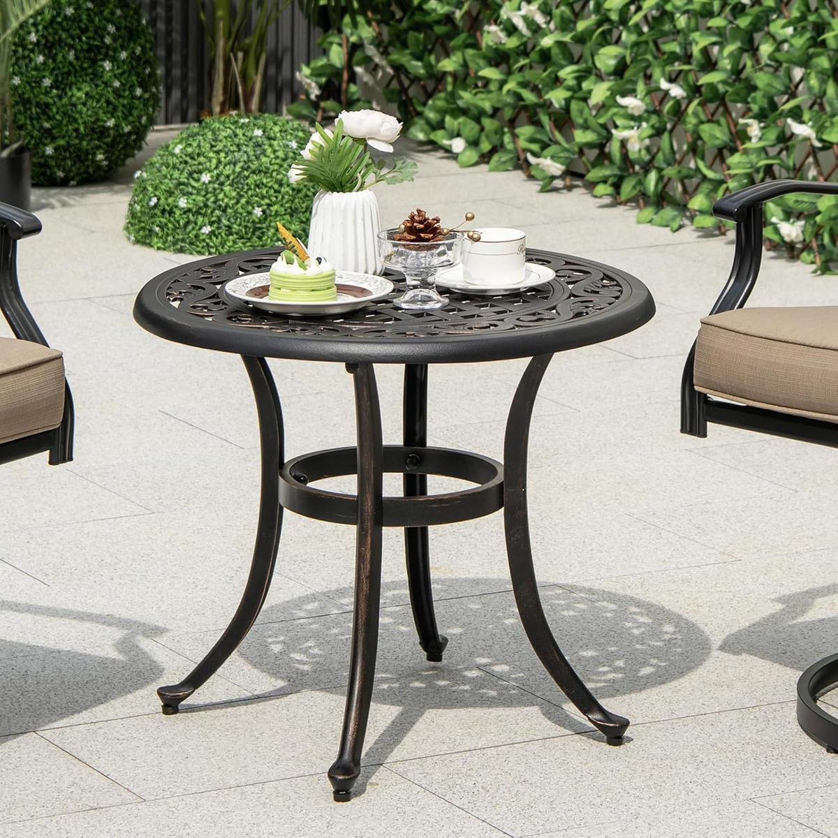 BEISTELLTISCH Antikbraun - Bronzefarben, Metall (60/60/53cm) - COSTWAY