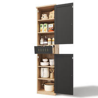 GESCHIRRSCHRANK 170 cm MDF Natur Schwarz mit Türen und verstellbaren Böden - Schwarz, Holzwerkstoff (30/170/40cm) - Korfee