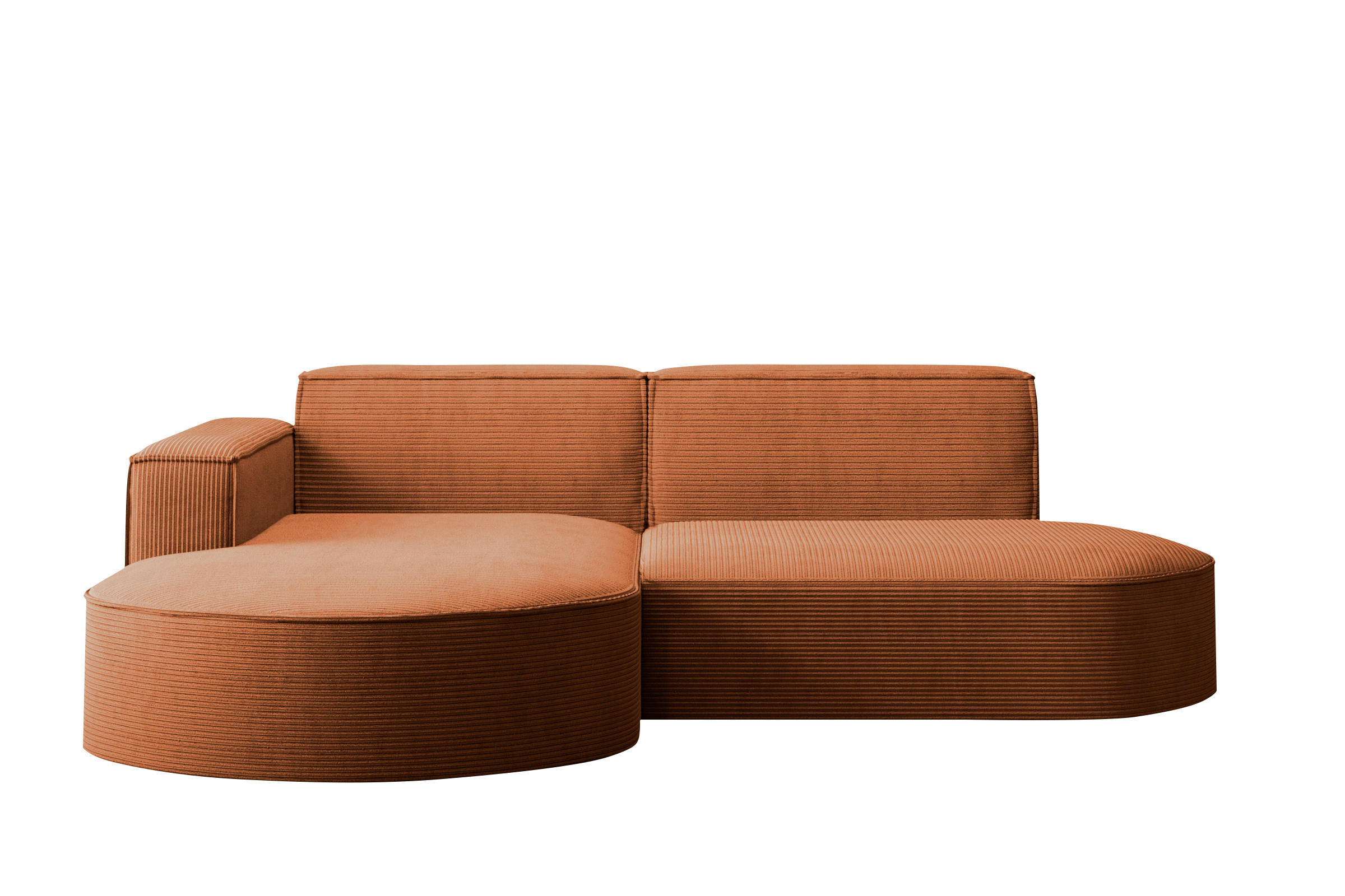 Kaiser Möbel ROHOVÁ SEDAČKA designová MODENA STUDIO, manšestrová tkanina Poso, Cihlová, Levá strana