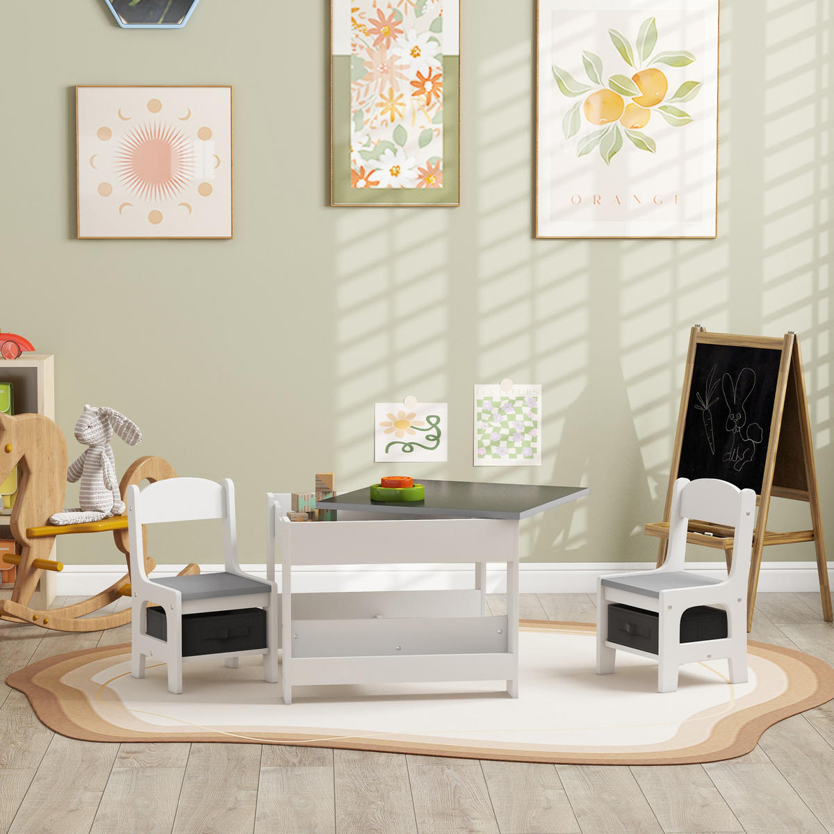 KINDERSITZGRUPPE DE-17510 Weiß/Grau - Grau, Holzwerkstoff (61.5/48/61.5cm) - ComfortXL
