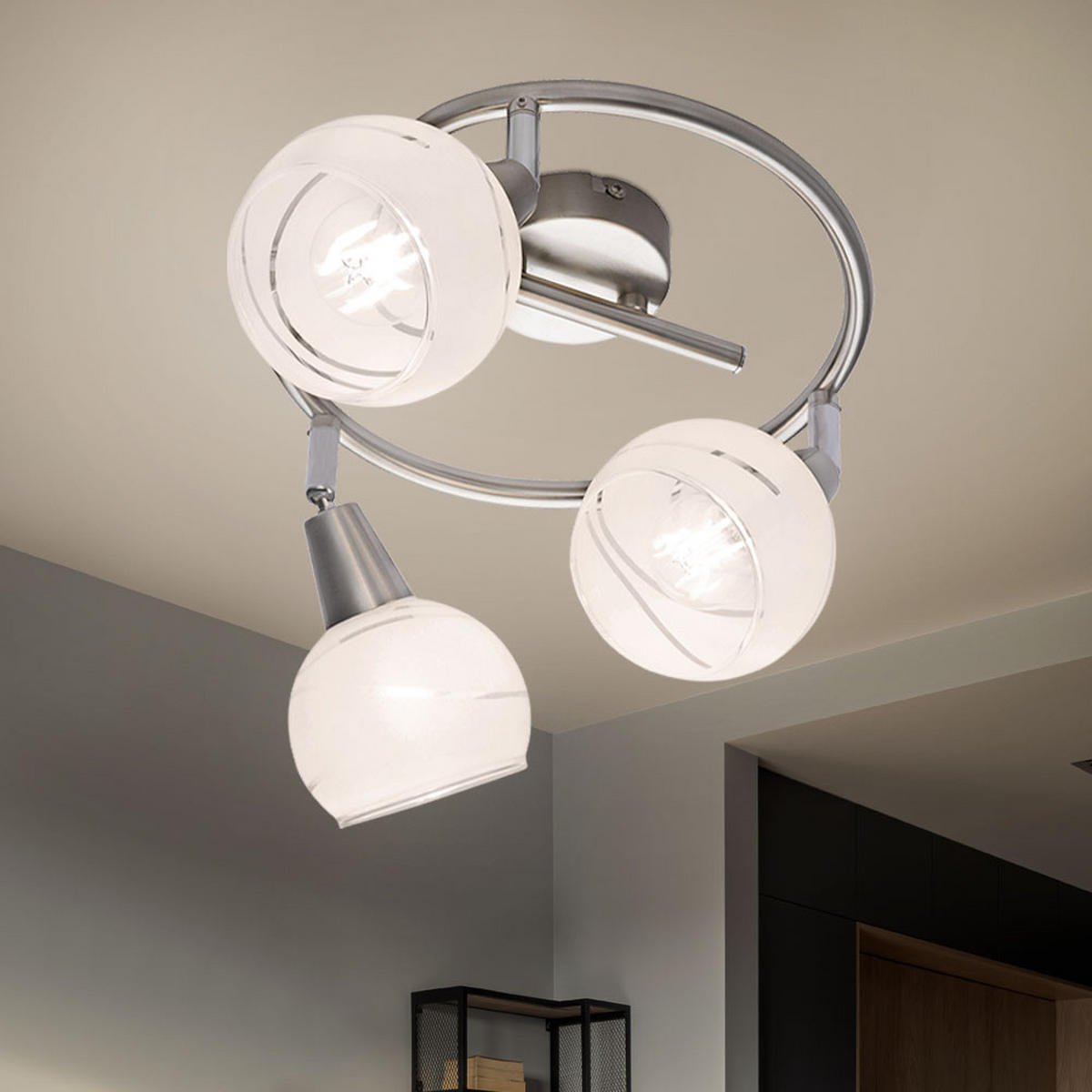 LED DECKENLEUCHTE Metall Chrom Silber - Silberfarben, Glas (25/25/21cm) - Globo Lighting