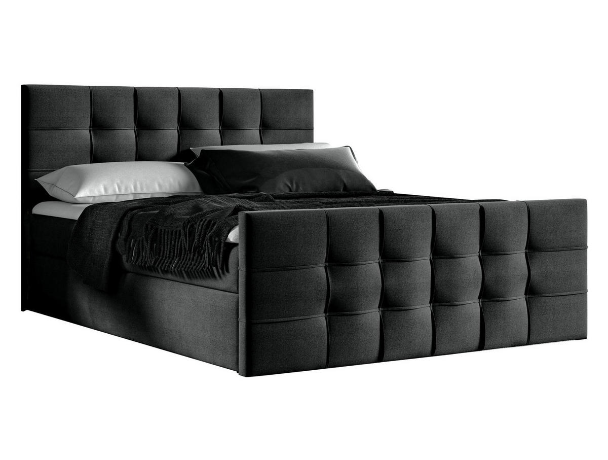 BOXBETT Ambusio 180/200 cm in Schwarz – mit Bettkasten und Topper - Schwarz, Holz/Holzwerkstoff (180/200cm) - AX Living