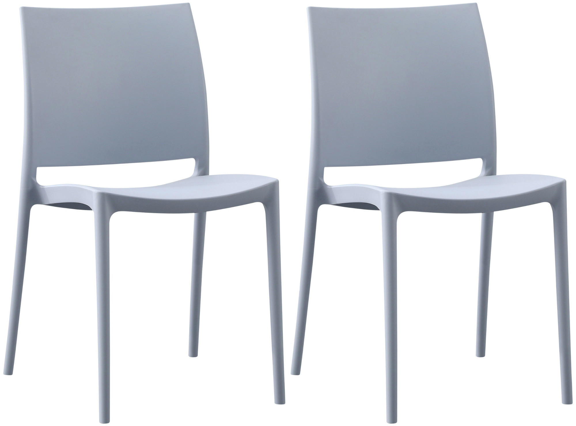 GARTENSTUHL 2er Set Kunststoff Hellgrau - Hellgrau, Kunststoff (42/81/49cm) - CLP