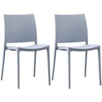 GARTENSTUHL 2er Set Kunststoff Hellgrau - Hellgrau, Kunststoff (42/81/49cm) - CLP
