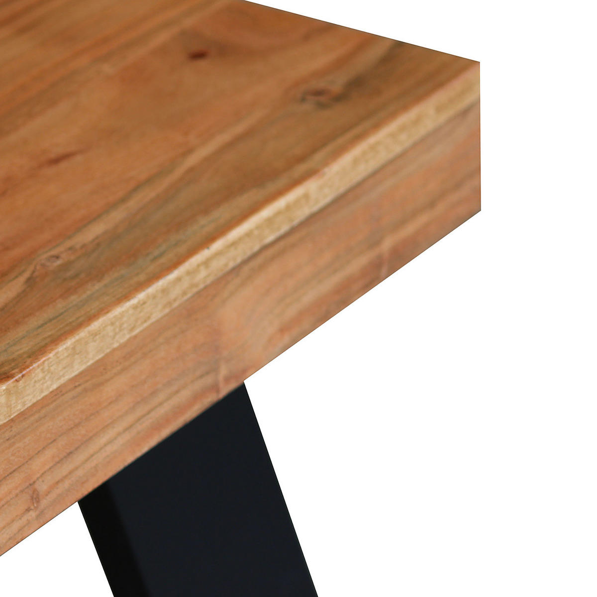 SITZBANK - Akazie massiv / Eisen - Akaziefarben, Holz (160/80/38cm) - home24