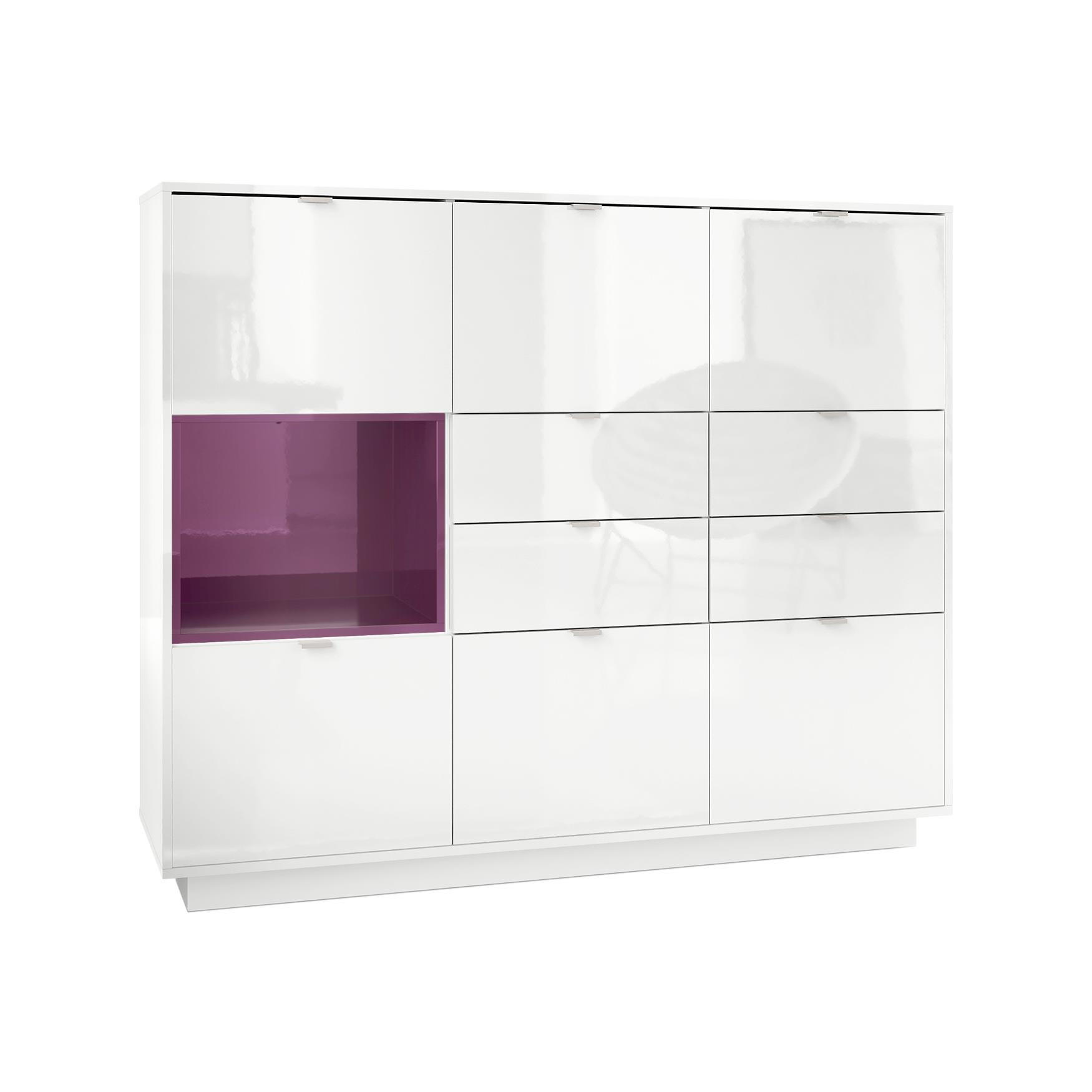 HIGHBOARD Metro Einsatz in Brombeer Hochglanz - Brombeere, Holzwerkstoff (153/123/38cm) - Vladon