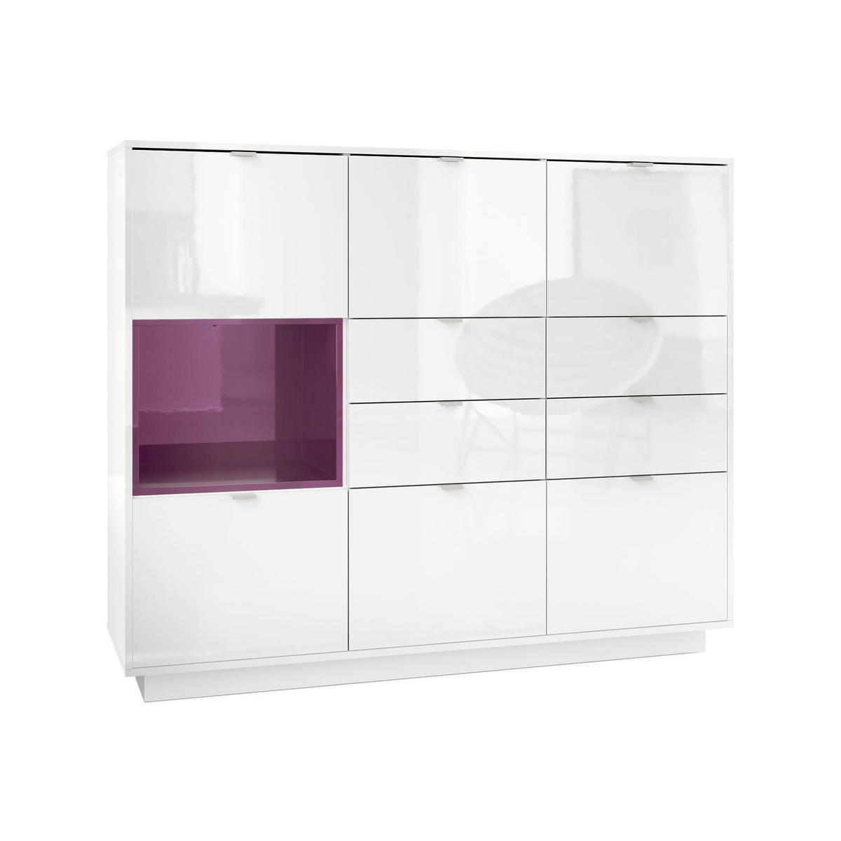 HIGHBOARD Metro Einsatz in Brombeer Hochglanz - Brombeere, Holzwerkstoff (153/123/38cm) - Vladon