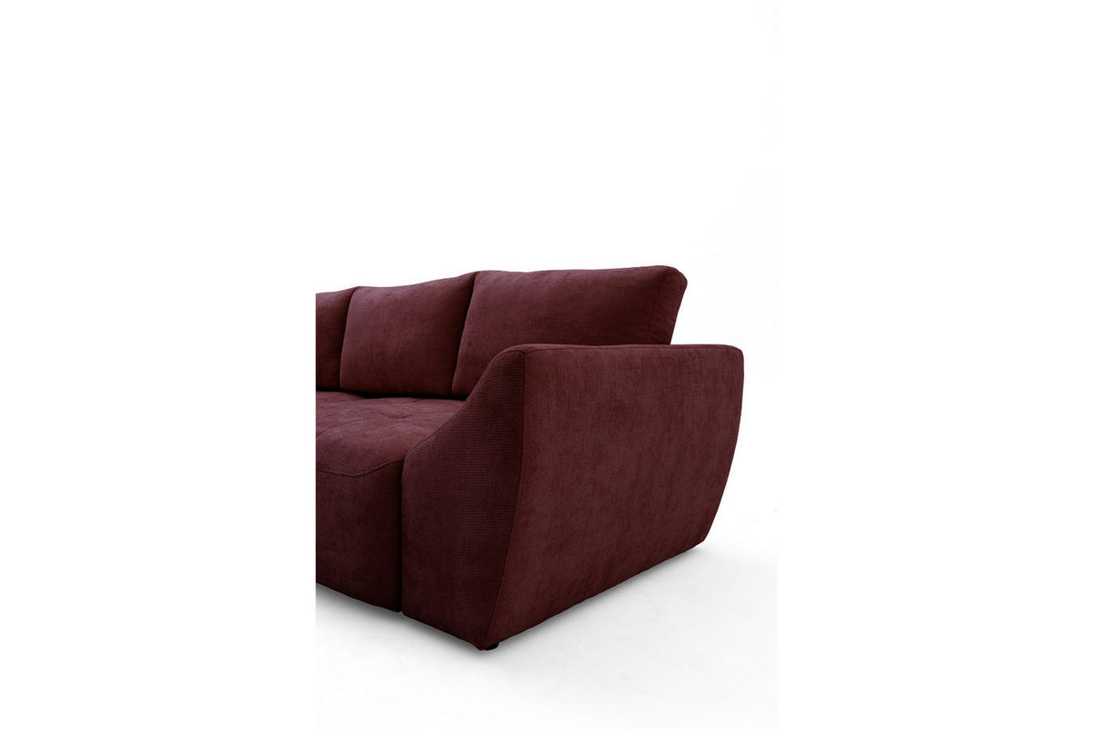ECKSOFA NICE L Links mit Schlaffunktion 137x204 Chenille Rotwein - Schwarz/Dunkelrot, Holz/Textil (260/165cm) - Muffo