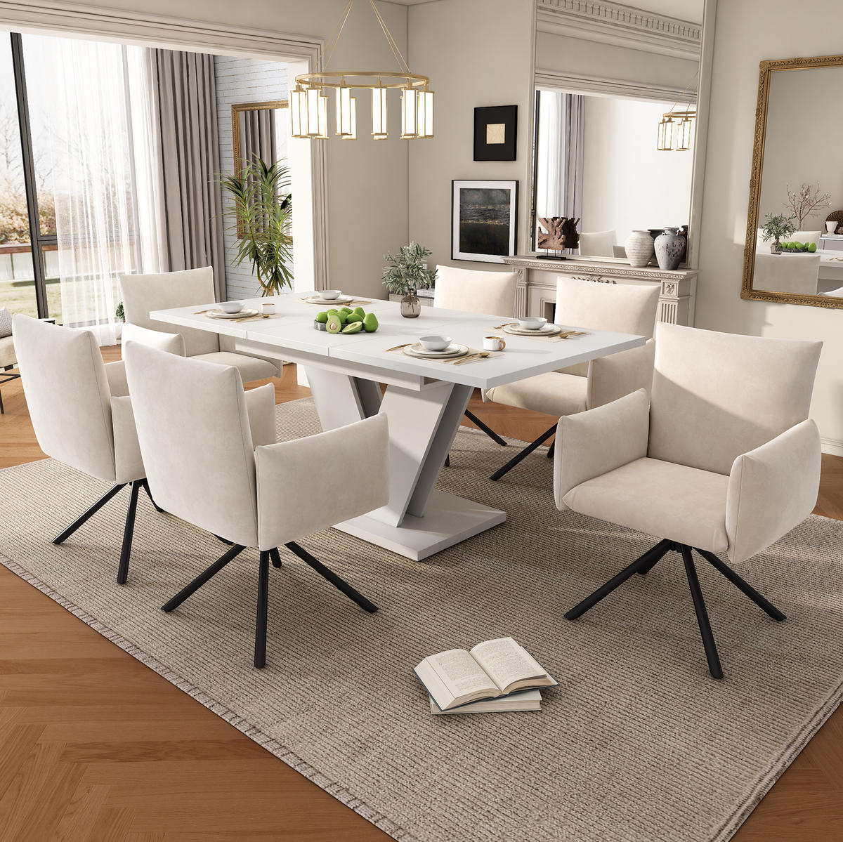 ESSTISCH 120/160/80 cm Weiß aus MDF mit Ausziehfunktion - Weiß, Holzwerkstoff (160/80/75cm) - OKMYHOME