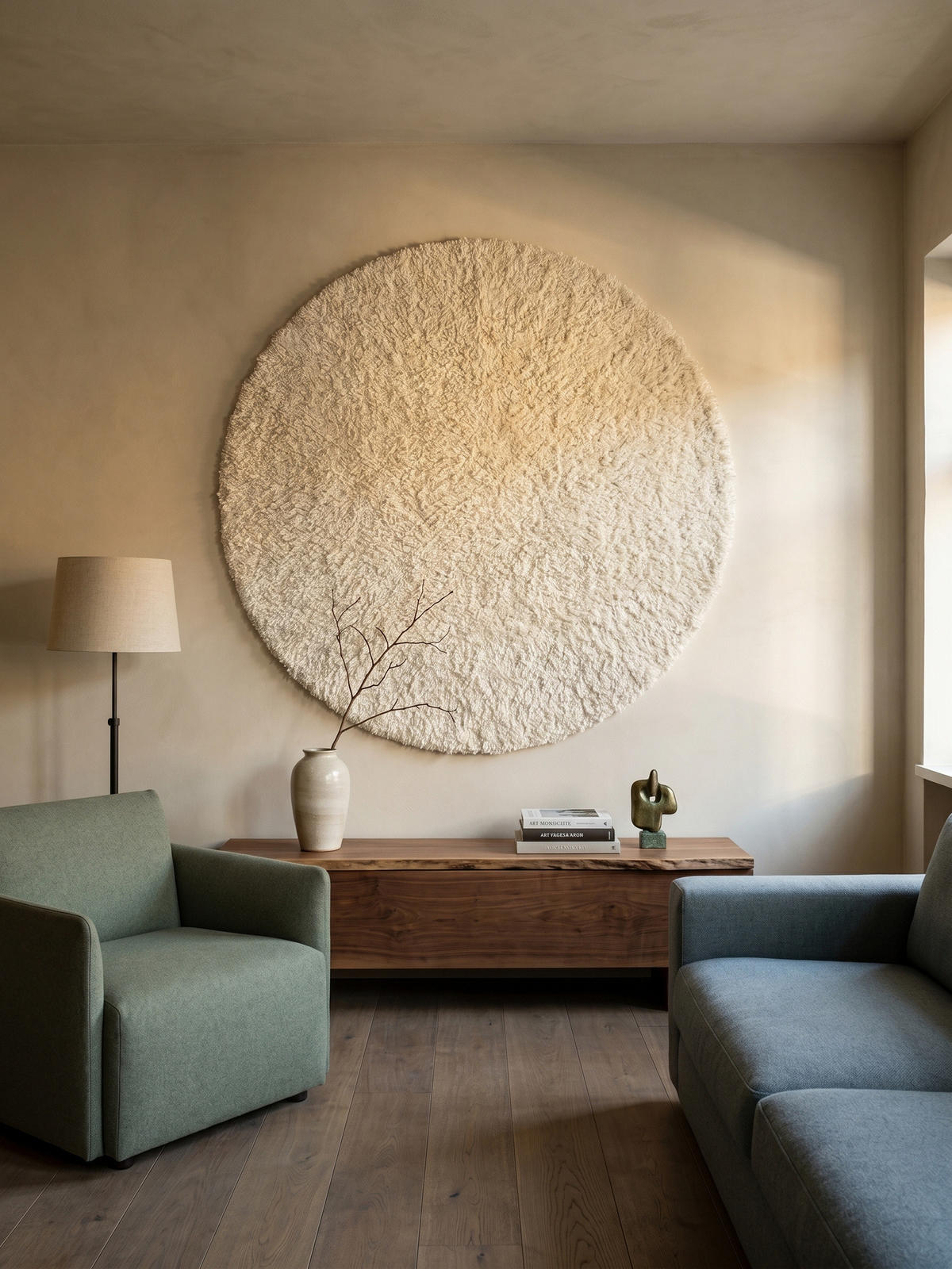 TEPPICH Wohnzimmer Hochflor Einfarbig Weich Flauschig Waschbar Rund Creme 200x200 cm – RHEIN - Beige, Textil (200/200cm) - KADIMA DESIGN