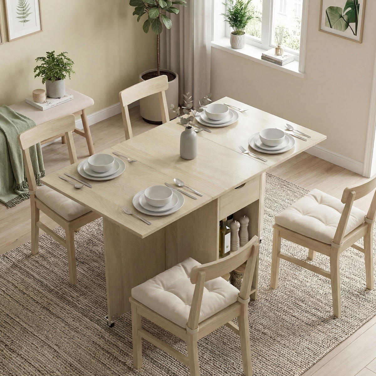 KLAPPBARER-ESSTISCH Spanplatte Naturholz - Naturfarben, Holzwerkstoff (114.5/70/75cm) - HOMCOM