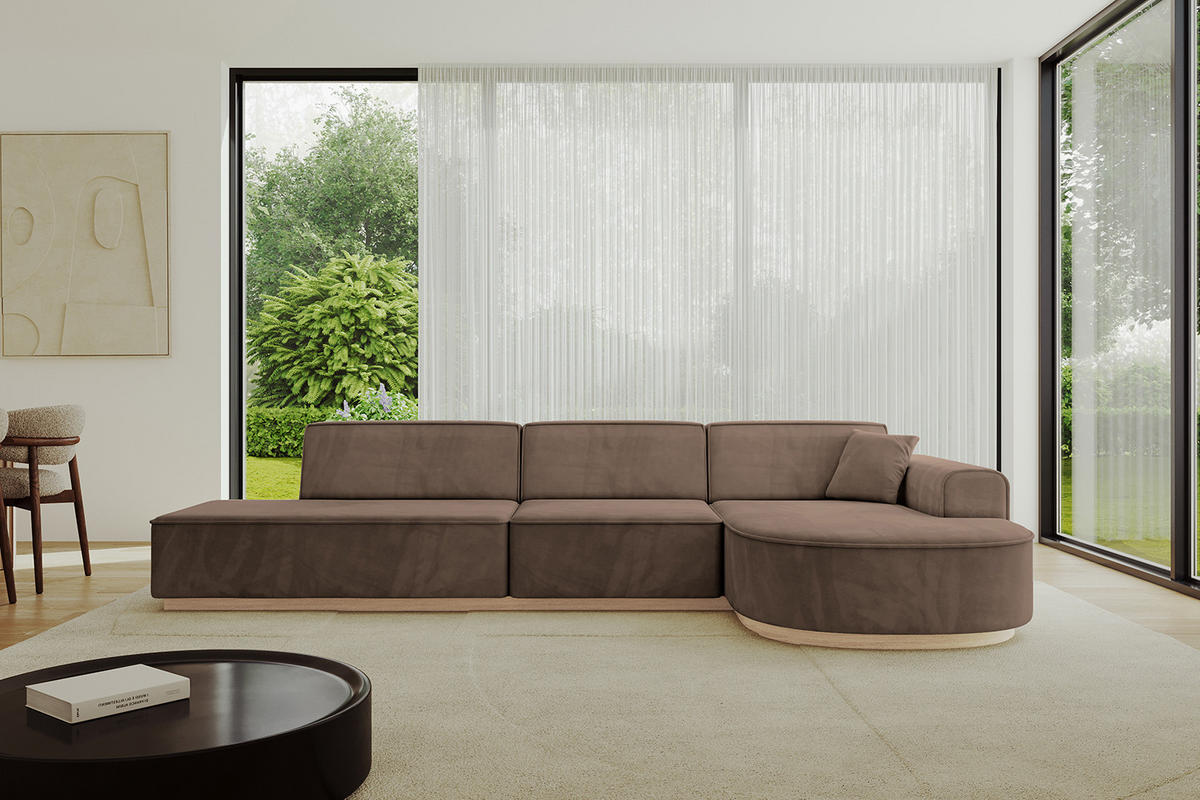 ECKSOFA Ottomane Rechts ARRIO-L2 - 328x171x83 cm Braun - Braun, Holzwerkstoff/Textil (328/171cm) - ALTDECOR