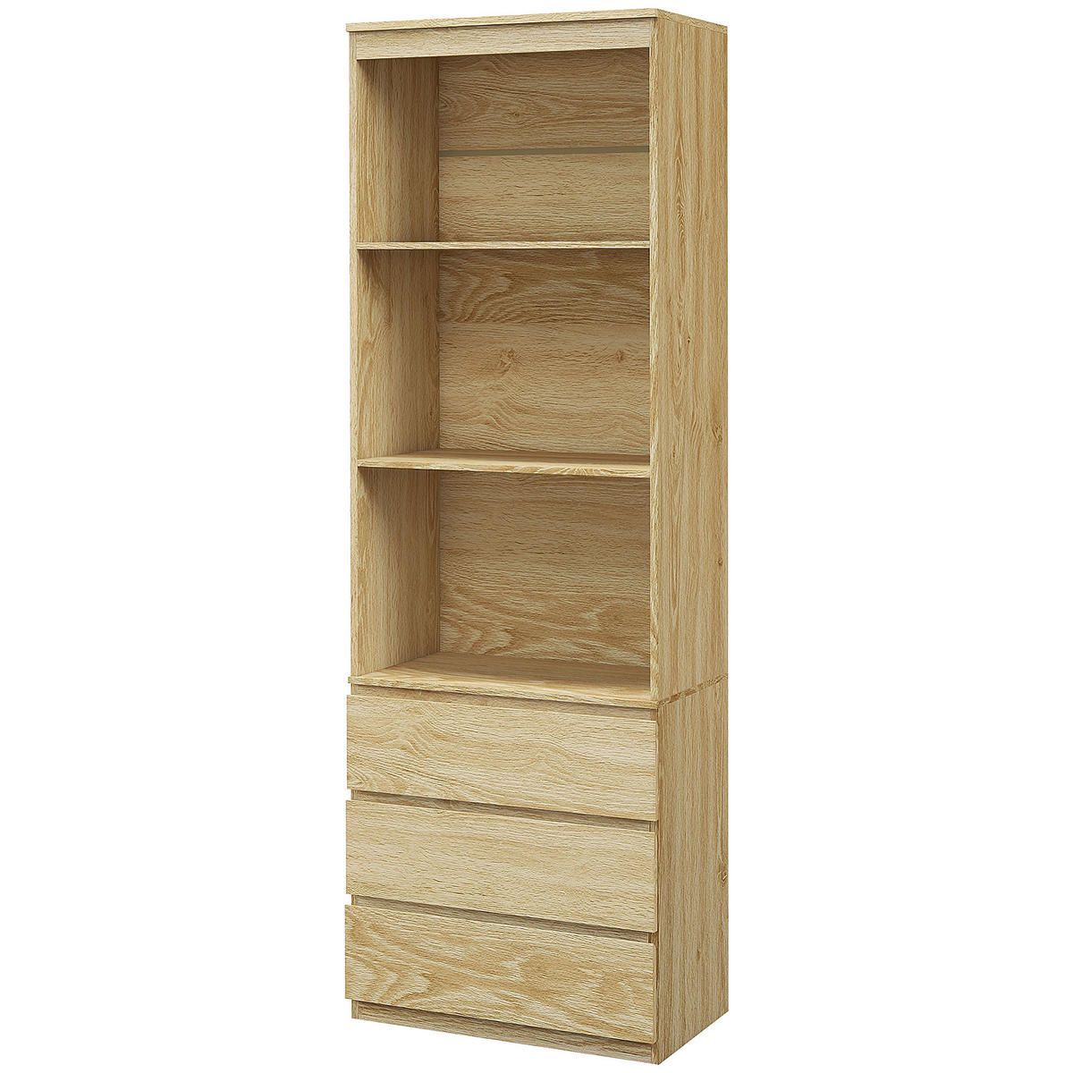 AKTENREGAL DE-14433 180 cm, 3 Böden und 3 Schubladen Holzoptik - Naturfarben, Holzwerkstoff (35/180/60cm) - ComfortXL