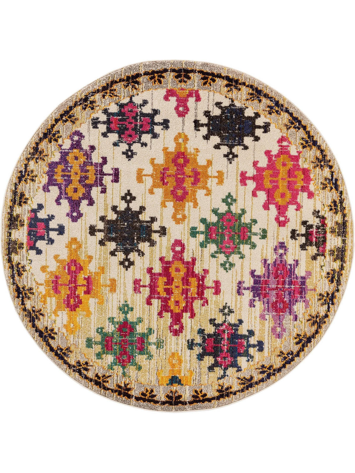 TEPPICH Casa Multicolor/Beige ø 120 cm rund - Multicolor, Textil (120/120cm) - benuta Nest