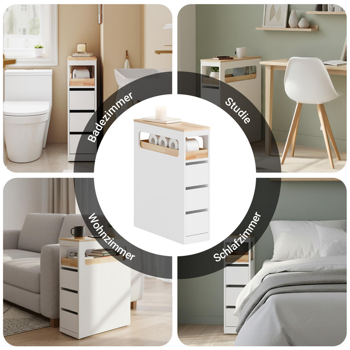 NISCHENREGAL mit Rollen, Weiß - Weiß, Holz/Holzwerkstoff (23/82/65cm) - SoBuy