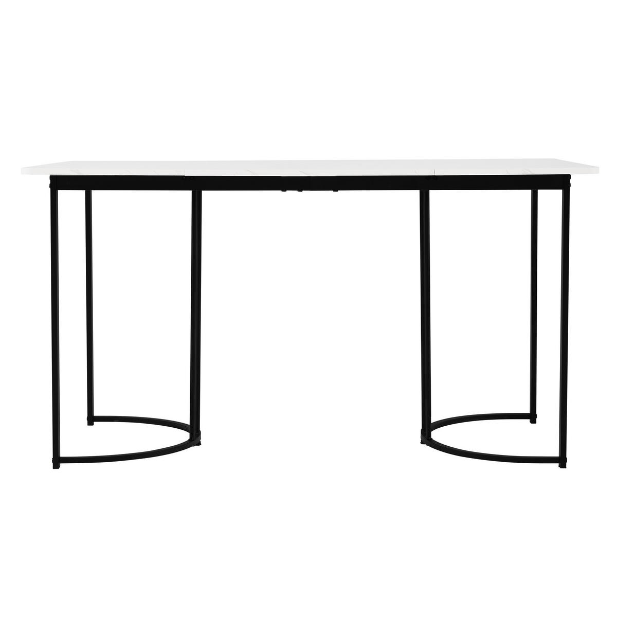ESSTISCH aus MDF mit Marmormuster, 140/80/75 cm, Schwarz, Metallgestell mit verstellbaren Füßen - Schwarz, Holzwerkstoff (140/80/75cm) - Redom