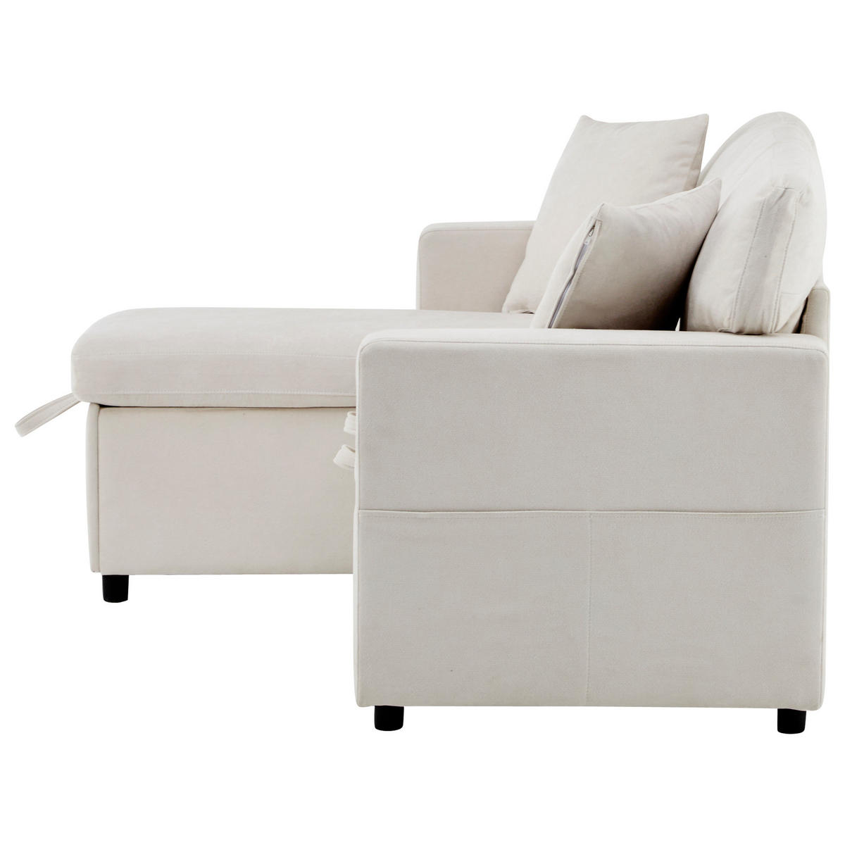 ECKSOFA Eckschlafsofa Stoff mit USB-Anschluss und Stauraum Beige 214/131/87 cm - Beige, Textil (87/131cm) - Redom